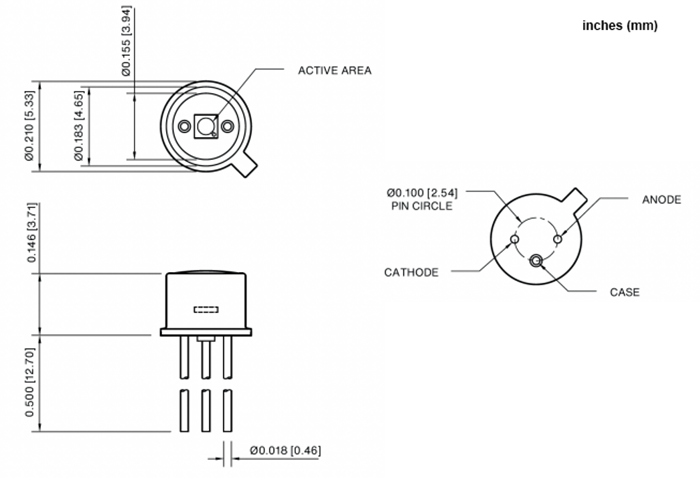 Mechanical Drawing - Advanced Photonix APX-NG000xAPD InGaAs Avalanche Photodiodes (APDs)