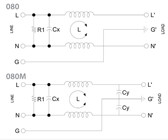 Schematic - Astrodyne TDI 080/080M Power Entry & Outlet Filters