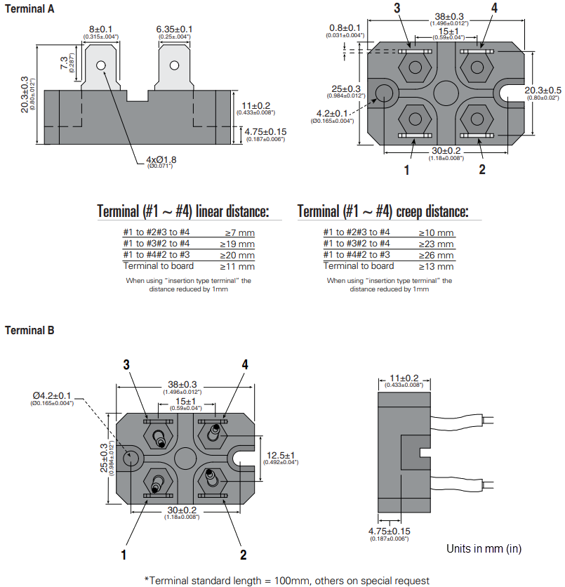 Mechanical Drawing - Ohmite TGHX Thick Film Resistors