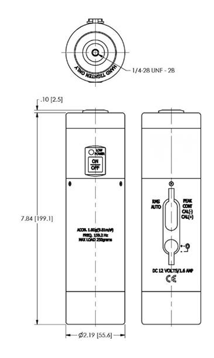 Mechanical Drawing - Amphenol Wilcoxon ReferenceMate REF1500 Vibration Reference Sources