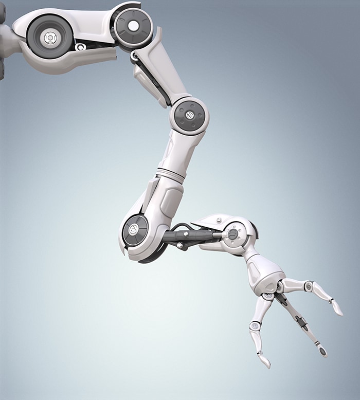 Small robots use harmonic geared joints to reduce size and weight.