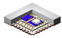 A rechargeable solid state battery bare die packaged side by side with an integrated circuit.