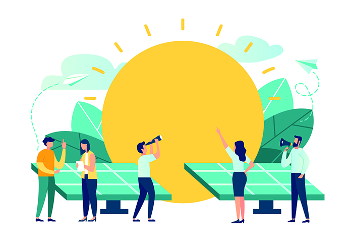 vector illustration. alternative renewable energy. solar energy, technological solar panels. schedule design environmental resource extraction vector