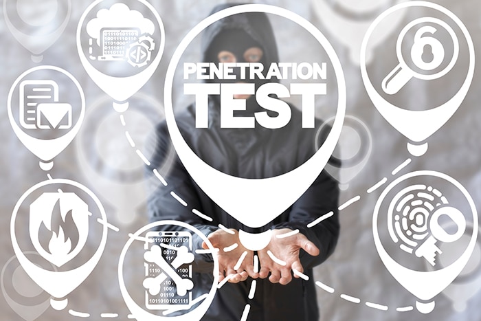 Penetration test. Data Security Hacking Attack concept.