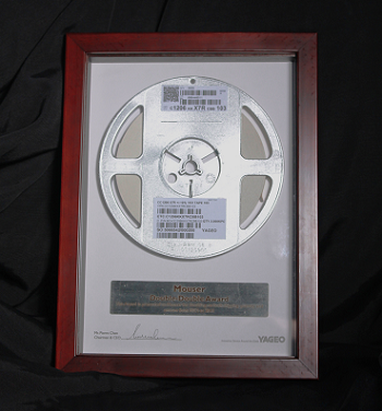 Mouser Receives Prestigious Sales Growth Award from Yageo